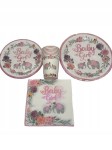Zestaw Urodzinowy - Baby Shower Talerzyki Kubki Serwetki Dla Dziewczynki