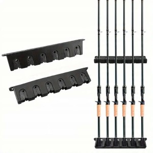  Plastikowy Wieszak Organizer Uchwyt Na 6 Wędek Montowany Na Ścianie 