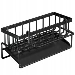 Metalowy Koszyk Na Zlew Organizer Na Gąbki Do Zlewu Kuchennego - Czarny Mat