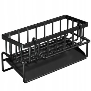 Metalowy Koszyk Na Zlew Organizer Na Gąbki Do Zlewu Kuchennego - Czarny Mat