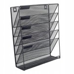 Organizer Na Dokumenty A4 Czarny 6 Przegródek Mocowany Do Ściany - Metalowy