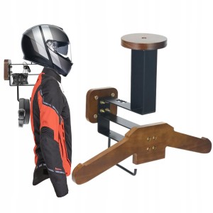 Naścienny Uchwyt Wieszak Na Kask i Kurtkę Motocyklową Z Hakiem Na Rękawice