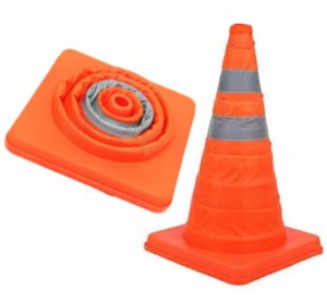 Pachołek Drogowy Ostrzegawczy Składany - Pomarańczowy