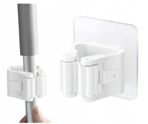 Samoprzylepny Uchwyt Wieszak Organizer Na Miotły Grabie I Narzędzia - Biały