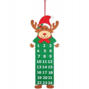 Kalendarz Adwentowy Filcowy Kalendarz Z 24 Kieszonkami - Zielony Renifer