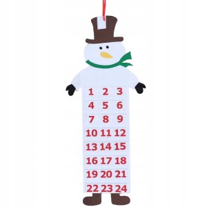 Kalendarz Adwentowy Filcowy Kalendarz Z 24 Kieszonkami - Biały Bałwanek